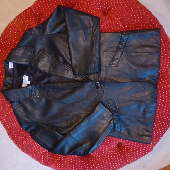 Ricardo - Black Soft Lamb Skin Leather Jacket. Blazer Style. Pockets W-S/M - Picture 2 of 11